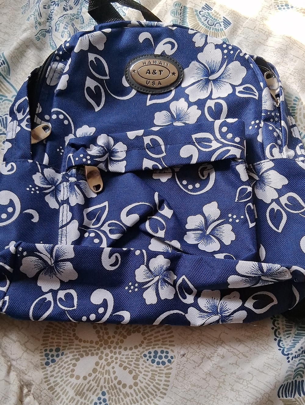 Hawaii's Finest Blue and White Floral Backpack